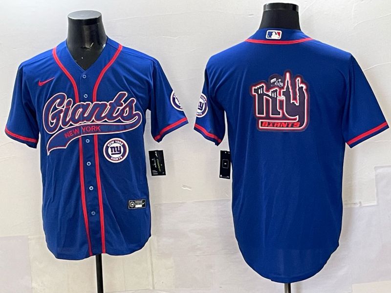 Men 2025 New York Giants Blank Blue Joint Name Nike Limited NFL Jersey style 08